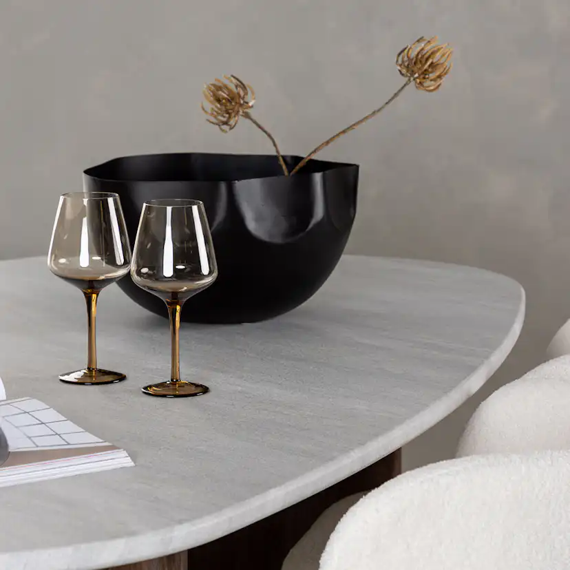 Matgrupp Venture Home Grönvik Ovalt Matbord 180 cm & 4 Edina Stolar i Vit Boucle