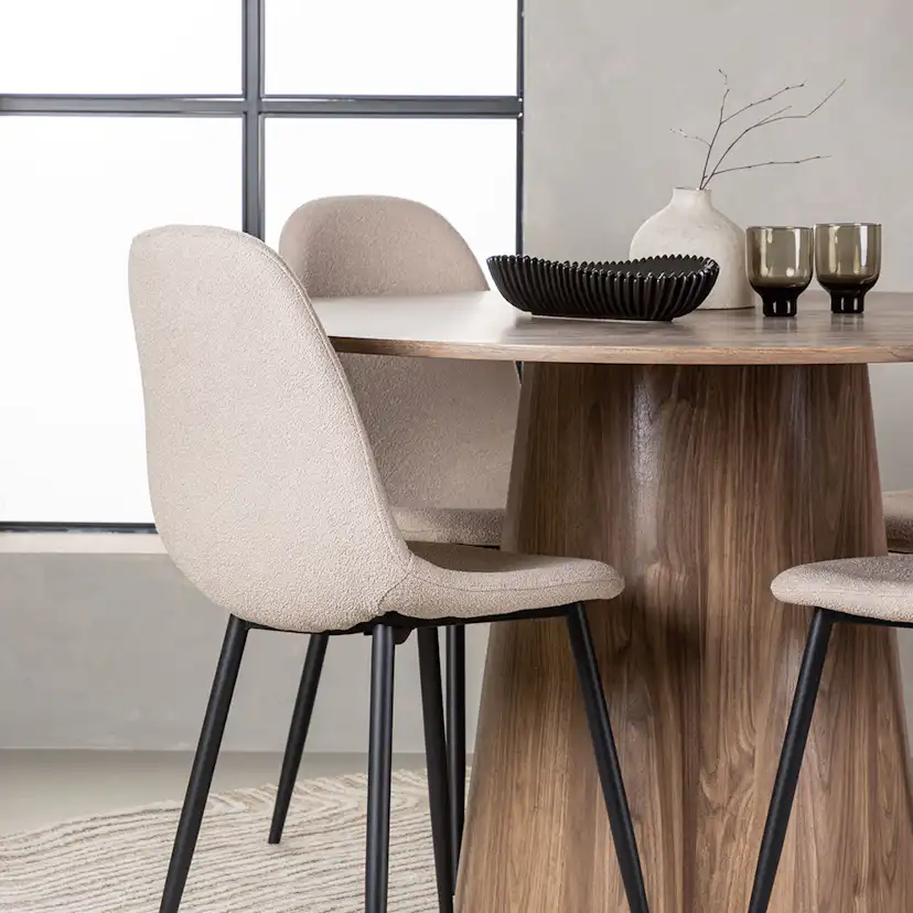 Matgrupp Venture Home Lanzo Runt Matbord Ø120 cm & 4 Polar Stolar i Boucle