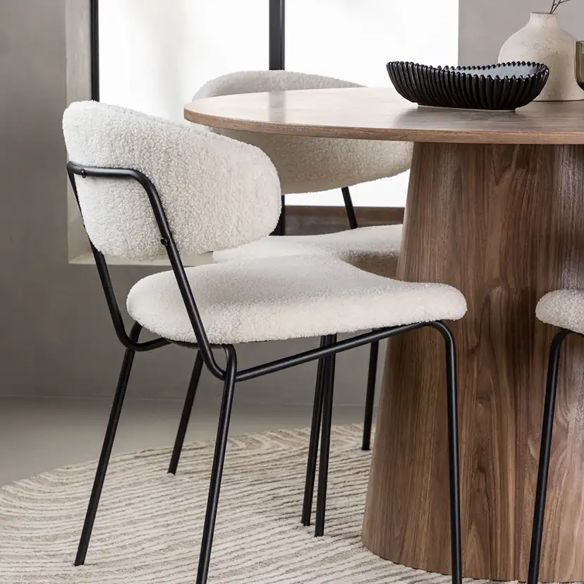 Matgrupp Venture Home Lanzo Runt Matbord Ø120 cm & 4 Chico Stolar i Boucle