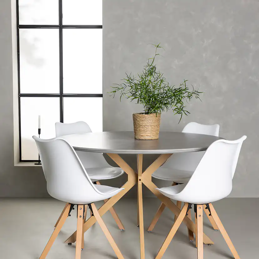 Matgrupp Venture Home Piazza Ø120 cm med 4 st Zeno stolar