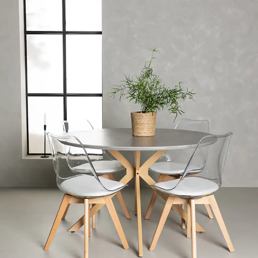 Matgrupp Venture Home Piazza Ø120 cm med 4 st Edvin stolar