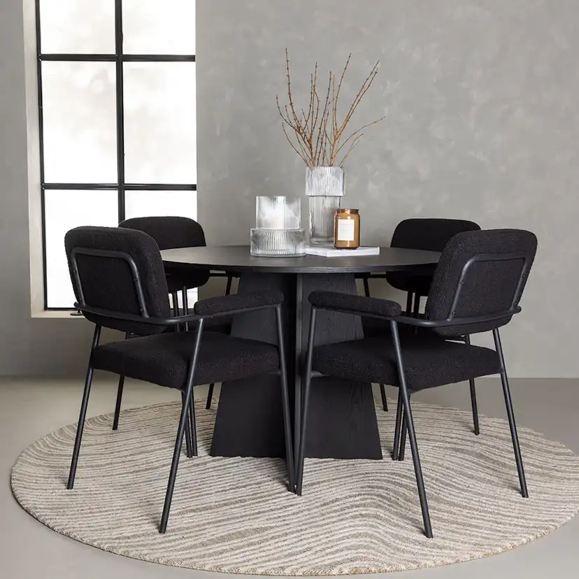 Matgrupp Venture Home Bootcut Ø110 cm med 4 st Yesterday stolar
