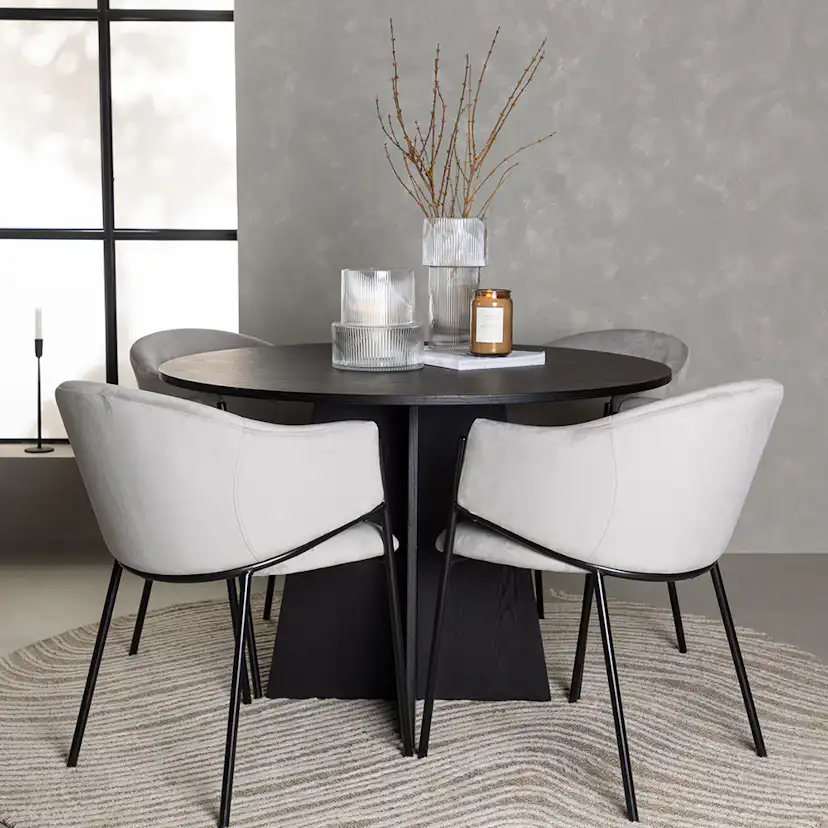 Matgrupp Venture Home Bootcut Ø110 cm med 4 st Evelina stolar