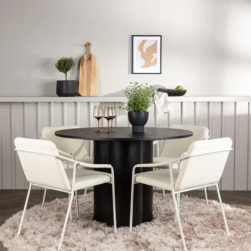 Matgrupp Venture Home Olivia Ø110 cm med 4 st Tvist stolar