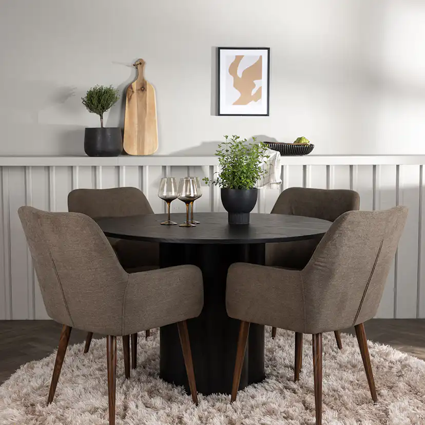 Matgrupp Venture Home Olivia Ø110 cm med 4 st Tomorrow stolar