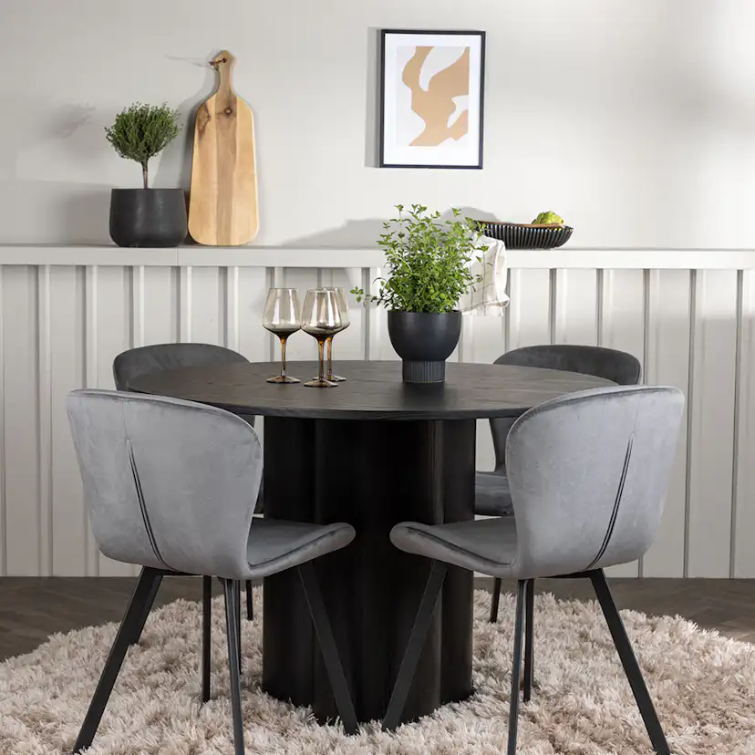 Matgrupp Venture Home Olivia Ø110 cm med 4 st Lilja stolar
