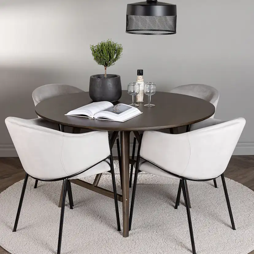 Matgrupp Venture Home Kaseidon Ø100 cm med 4 st Evelina stolar