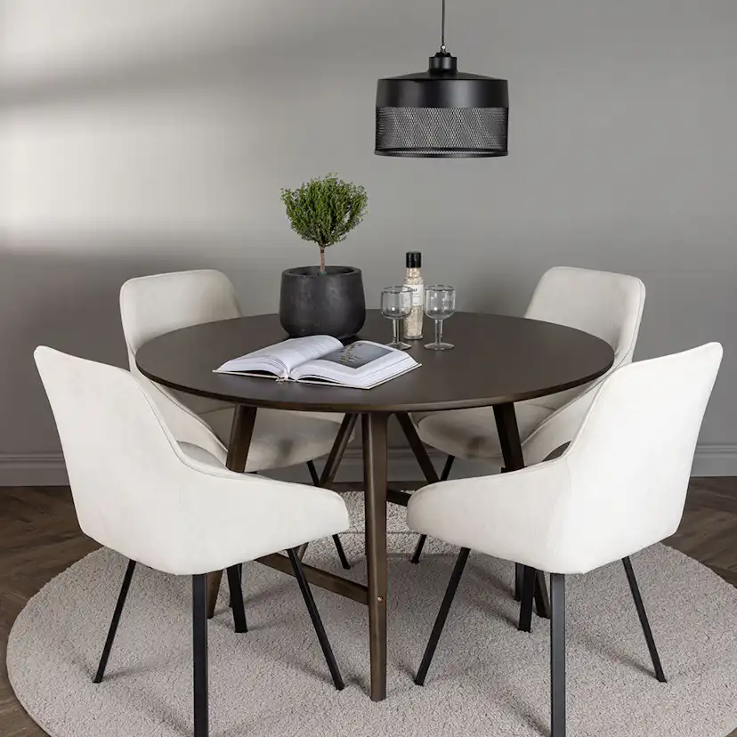 Matgrupp Venture Home Kaseidon Ø100 cm med 4 st Rosie stolar