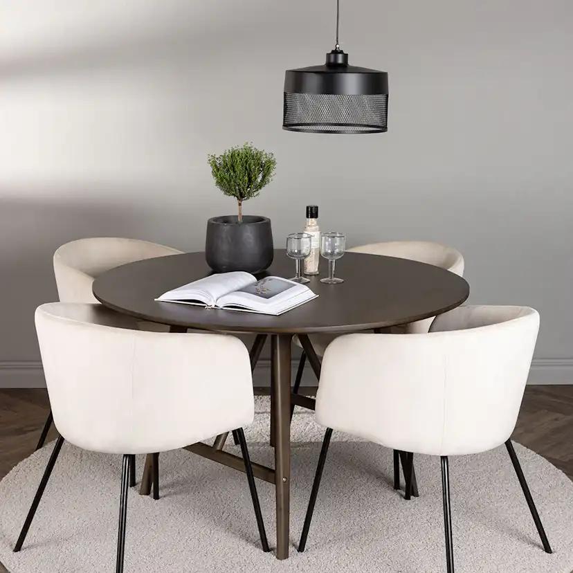 Matgrupp Venture Home Kaseidon Ø100 cm med 4 st Berit stolar