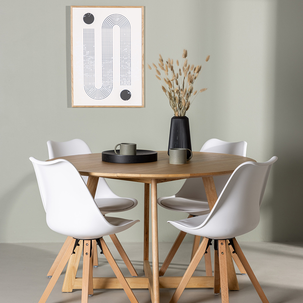 Matgrupp Venture Home Yakidon Ø120 cm med 4 st Zeno stolar