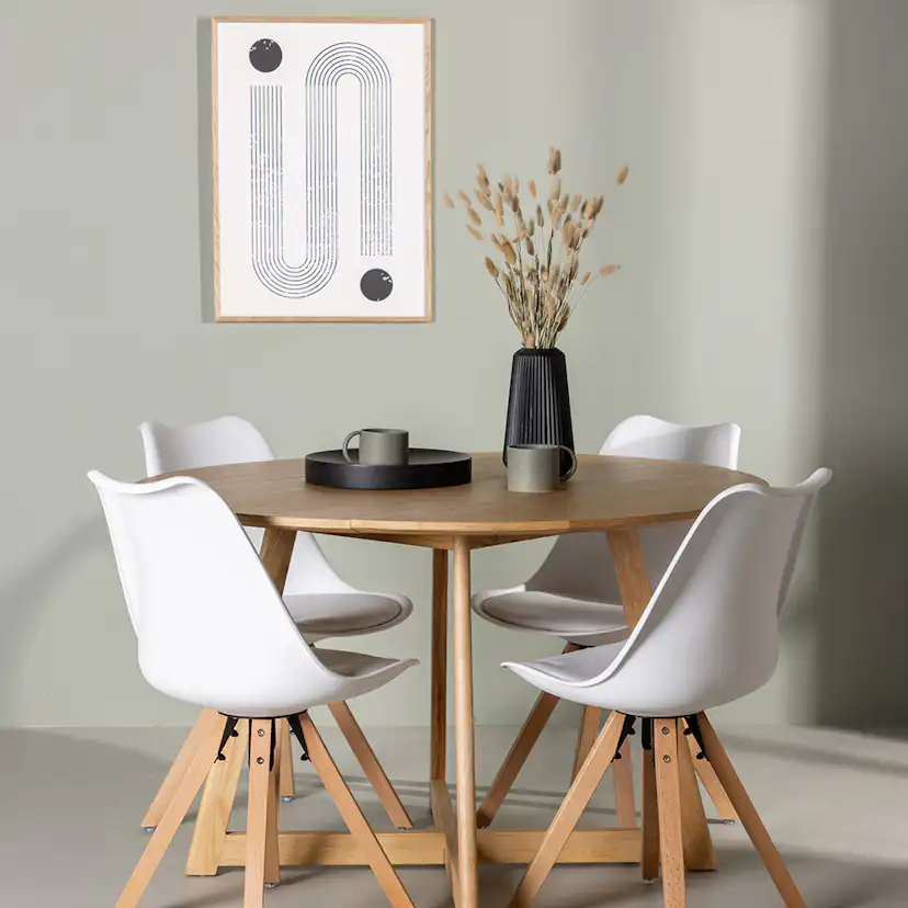 Matgrupp Venture Home Yakidon Ø120 cm med 4 st Zeno stolar