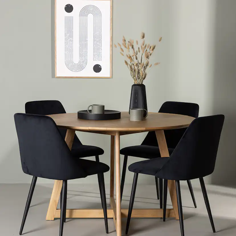 Matgrupp Venture Home Yakidon Ø120 cm med 4 st Night stolar