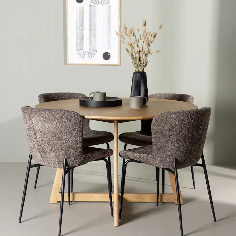 Matgrupp Venture Home Yakidon Ø120 cm med 4 st Modesto stolar