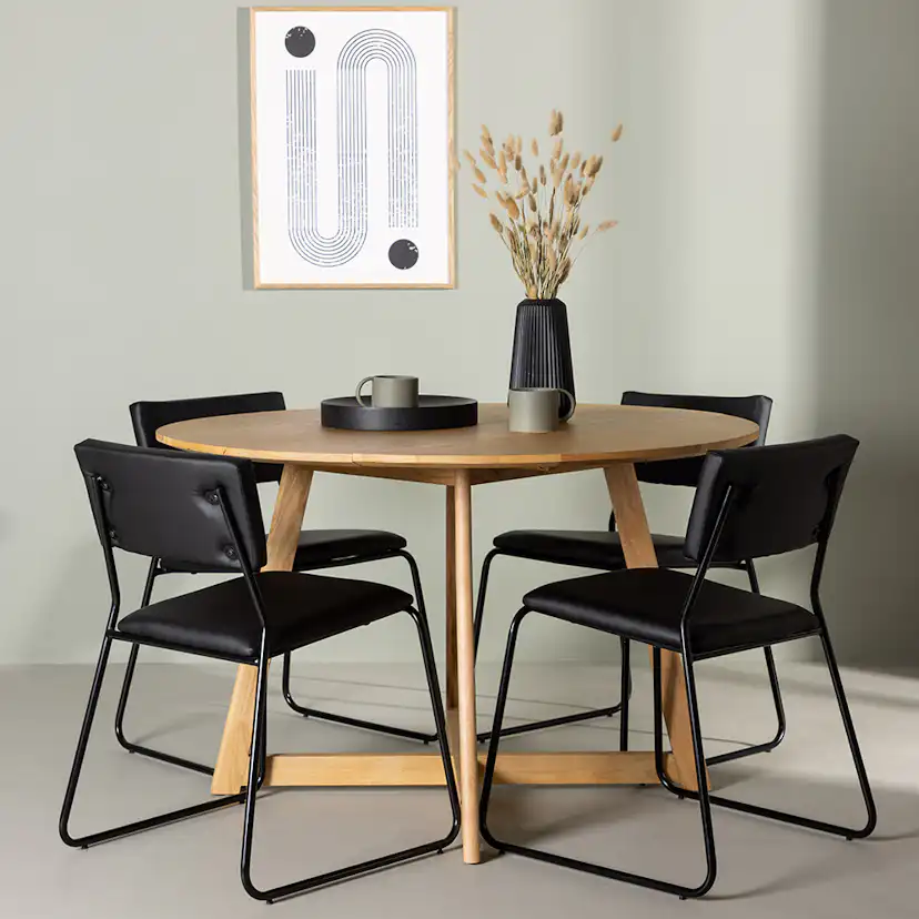 Matgrupp Venture Home Yakidon Ø120 cm med 4 st Kenth stolar