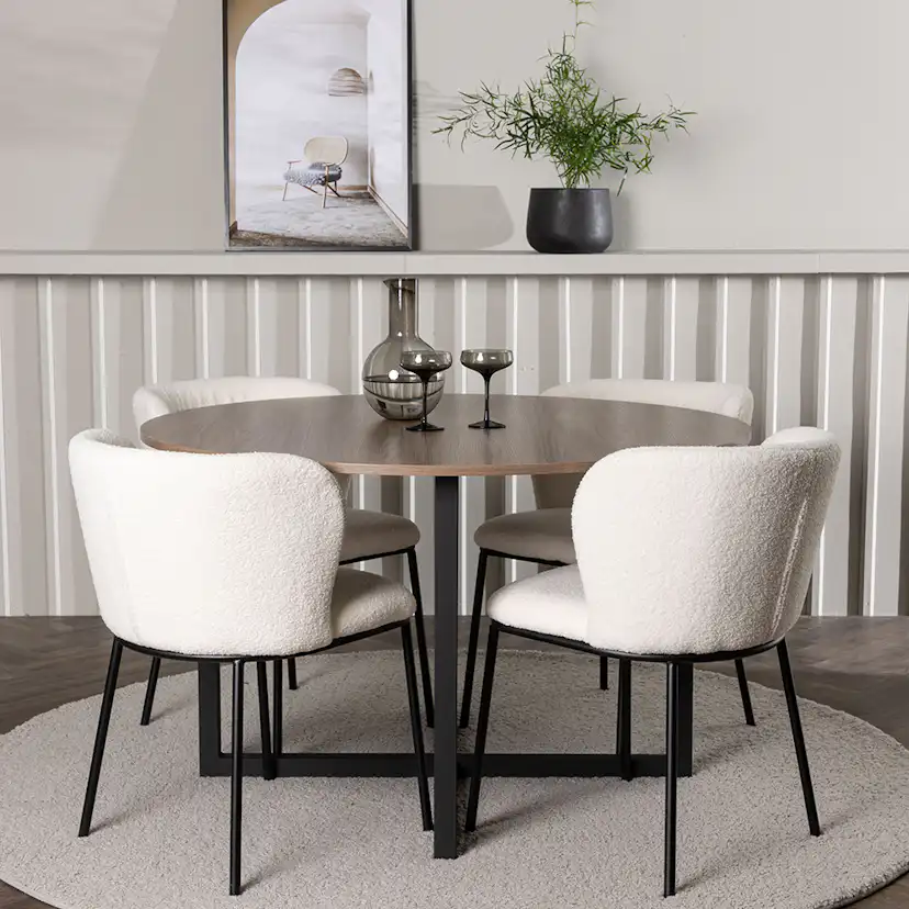 Matgrupp Venture Home Durango Ø120 cm med 4 st Edina stolar