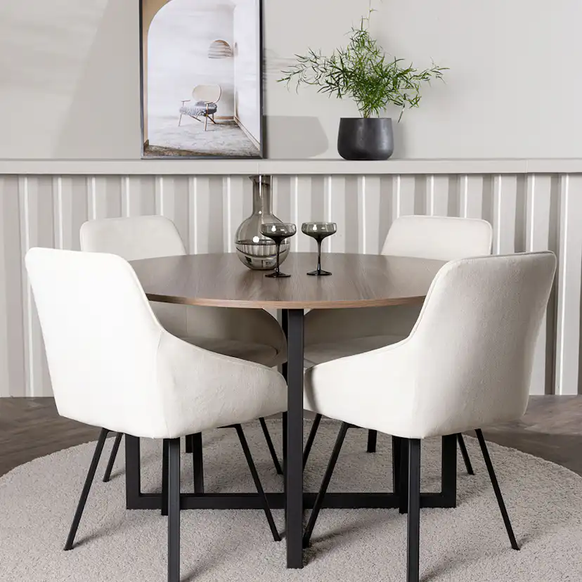 Matgrupp Venture Home Durango Ø120 cm med 4 st Rosie stolar