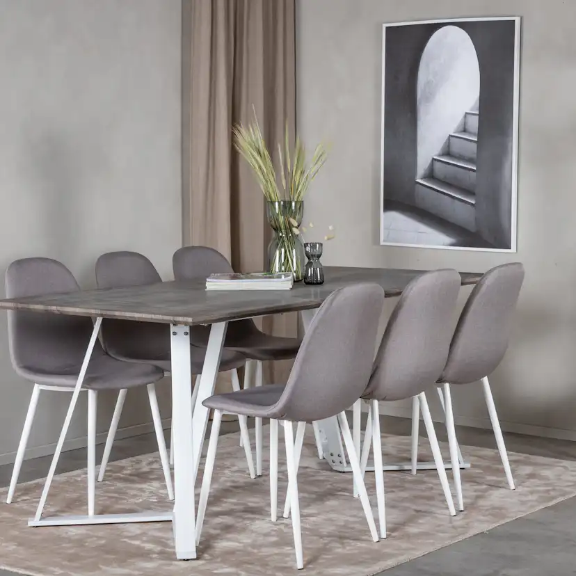 Matgrupp Venture Home Marina Matbord Grå 180 cm & 6st Polar Stolar