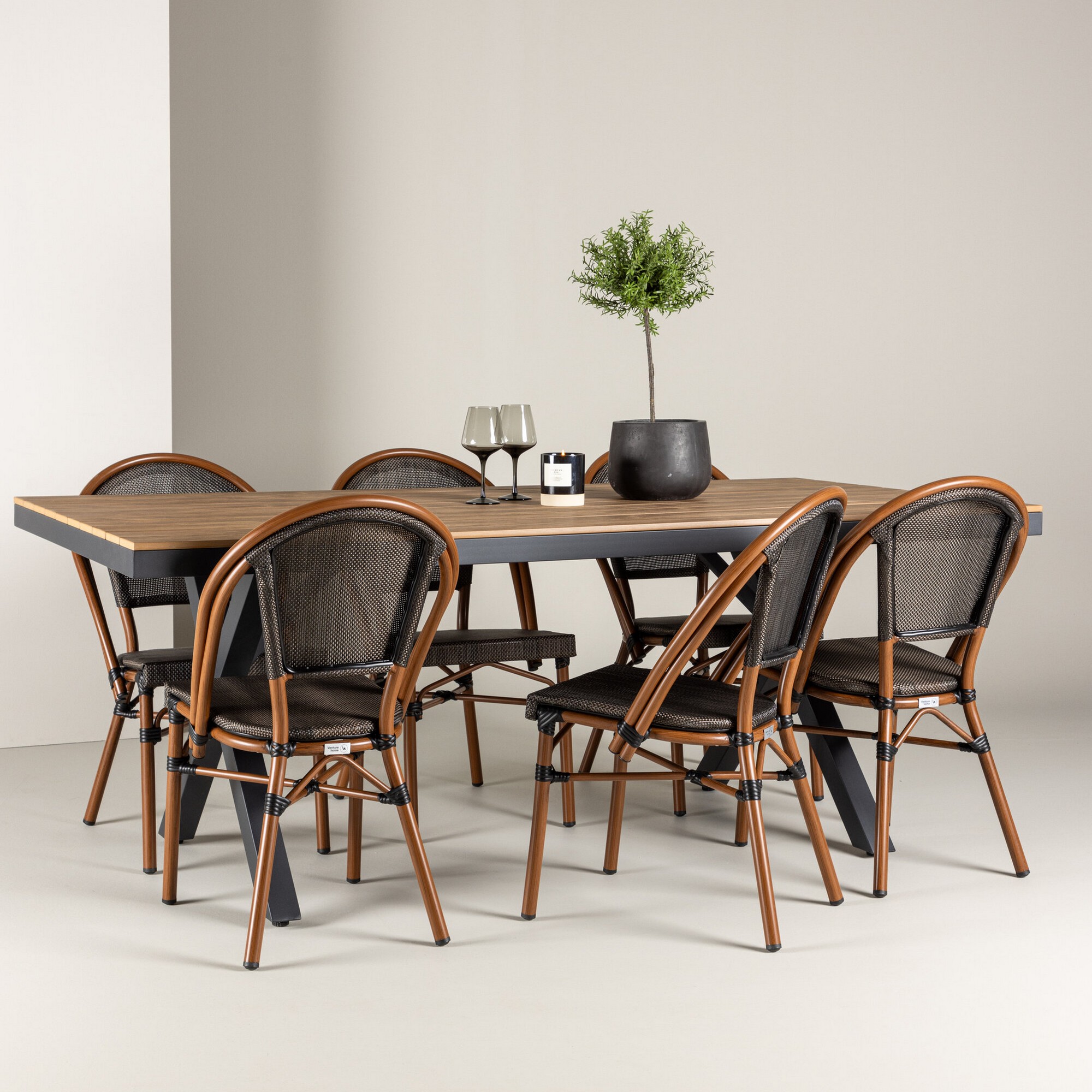 Trädgårdsgrupp Venture Home Garcia med 6 Guarda Stolar