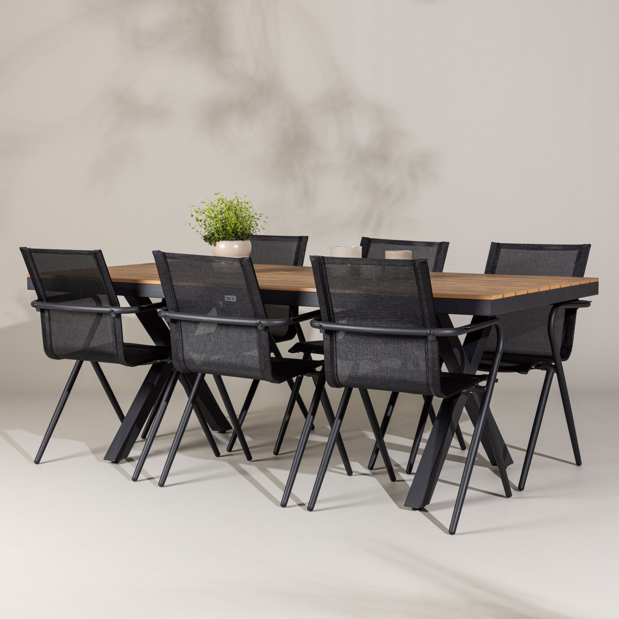 Trädgårdsgrupp Venture Home Garcia med 6 Alina Stolar