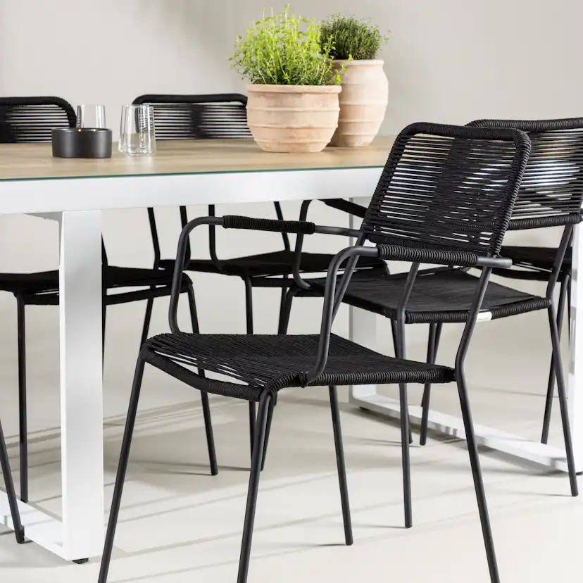 Trädgårdsgrupp Venture Home Merlo med 6 Lindos Karmstolar