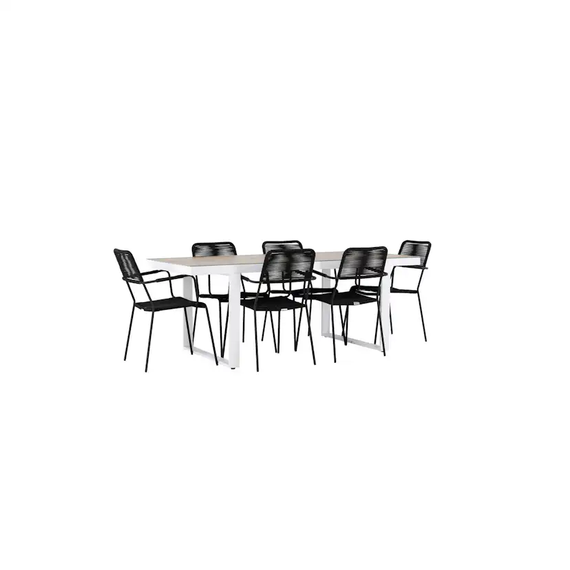 Trädgårdsgrupp Venture Home Merlo med 6 Lindos Karmstolar