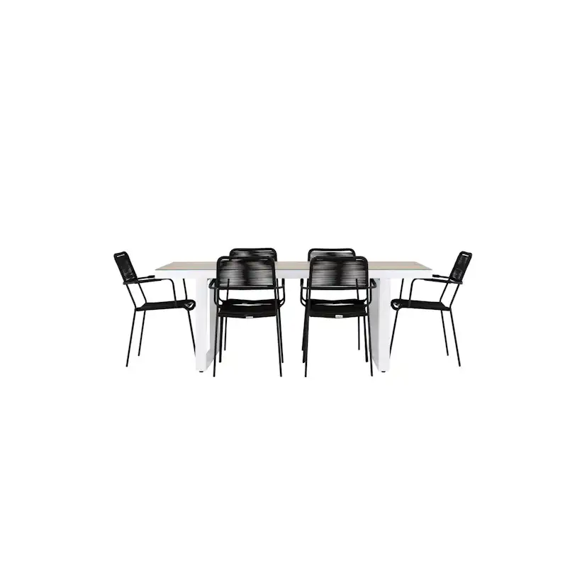 Trädgårdsgrupp Venture Home Merlo med 6 Lindos Karmstolar