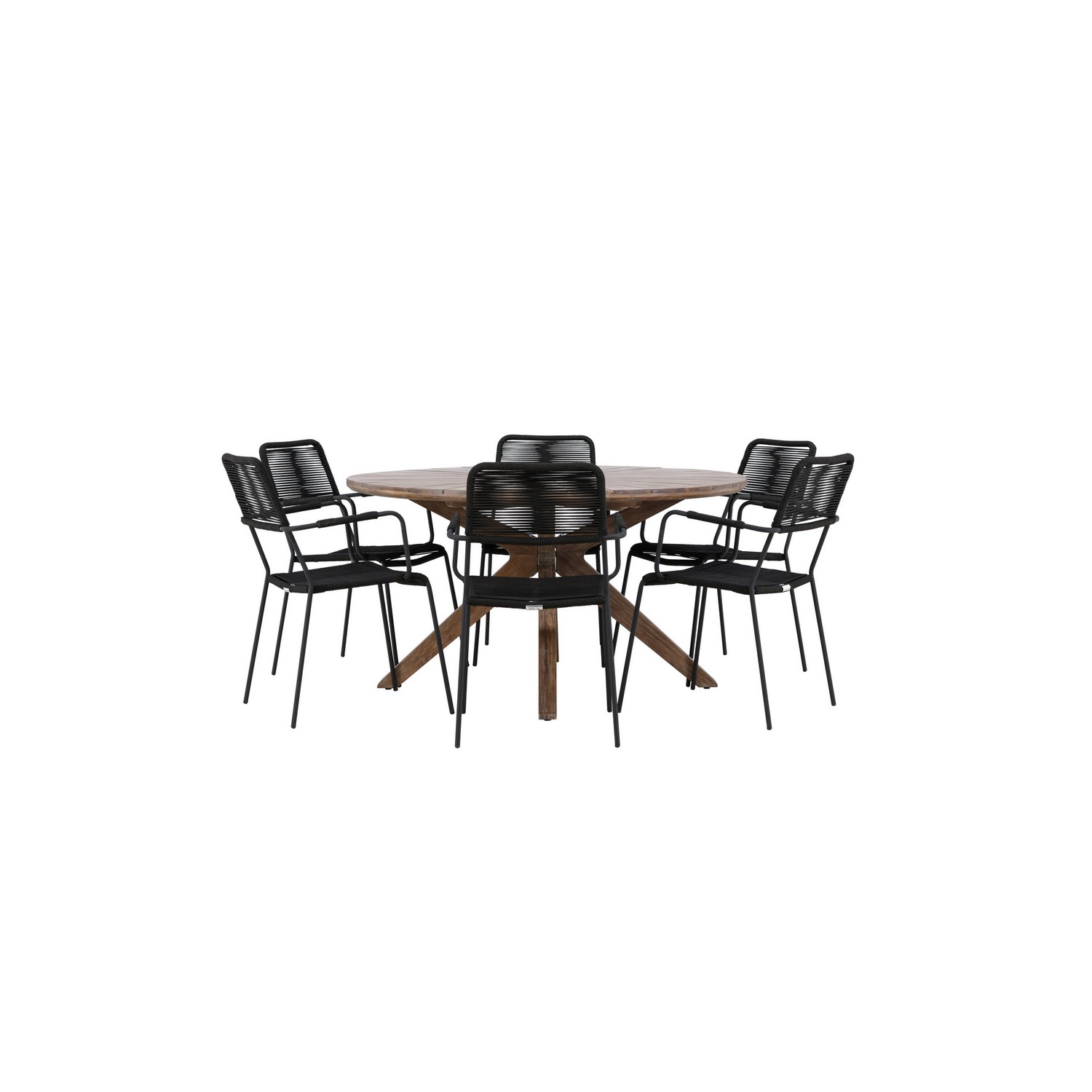 Trädgårdsgrupp Venture Home Rosario med 6 Lindos Karmstolar