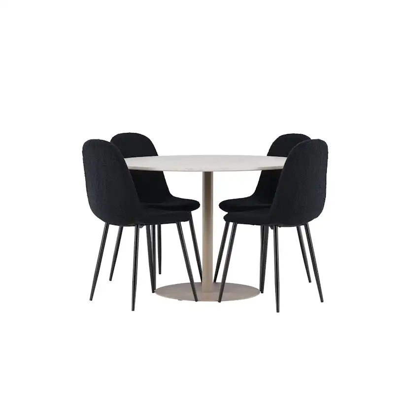 Matgrupp Venture Home Lycke Ø110 med 4 st Polar Stolar Teddy