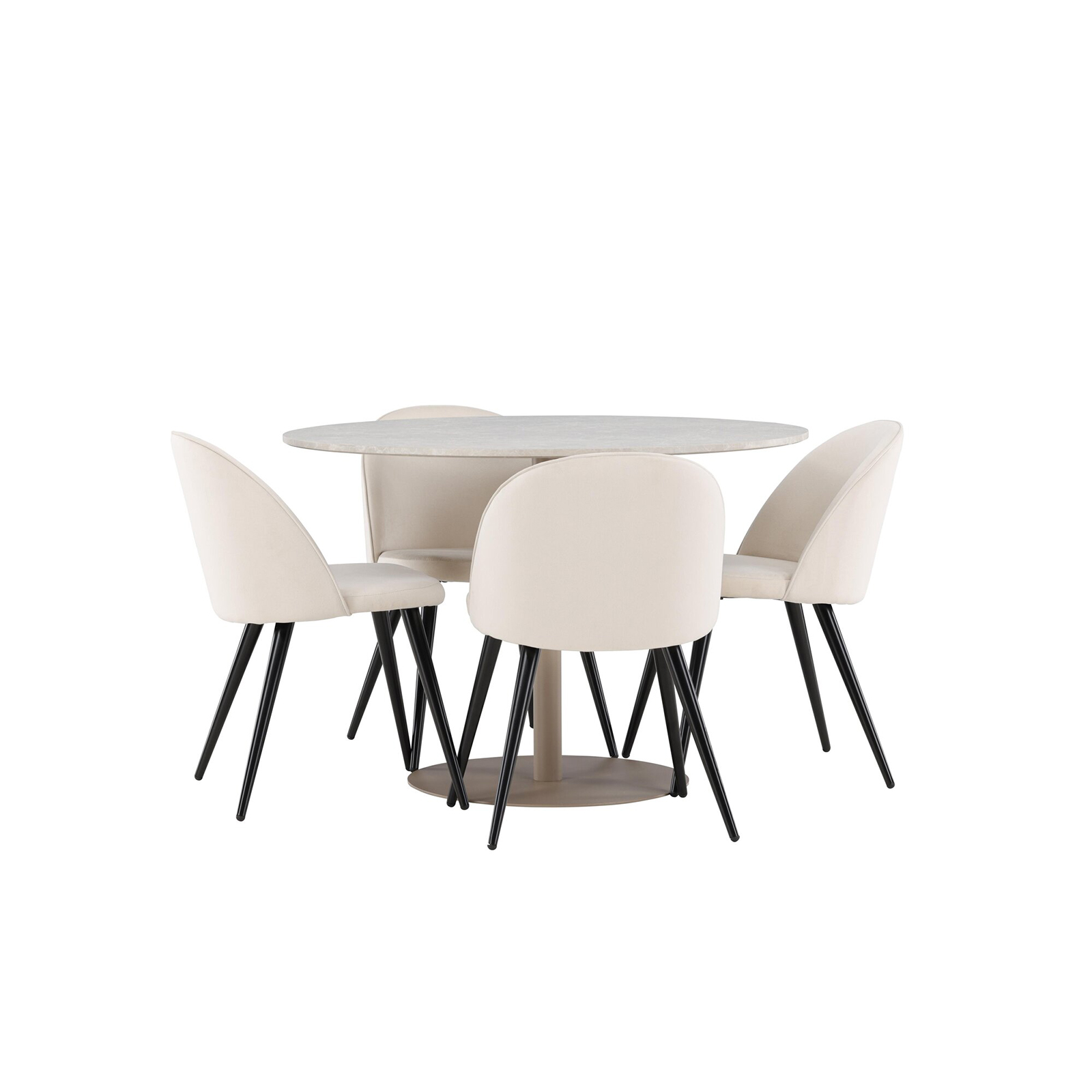 Matgrupp Venture Home Lycke Ø110 med 4 st Velvet Stolar