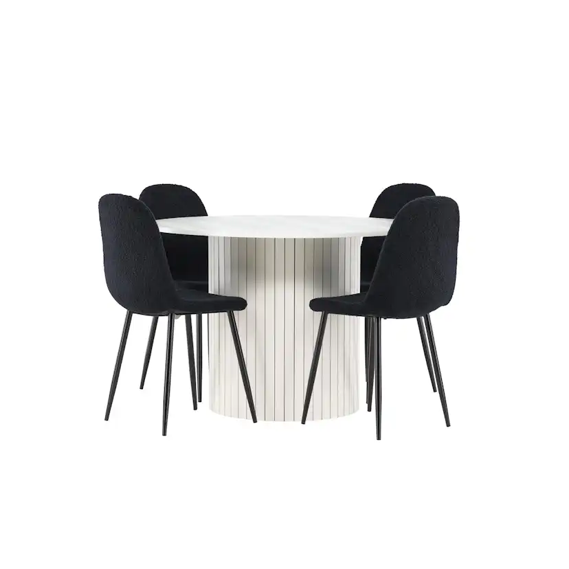 Matgrupp Venture Home Härön Ø110 med 4 st Polar Stolar Teddy