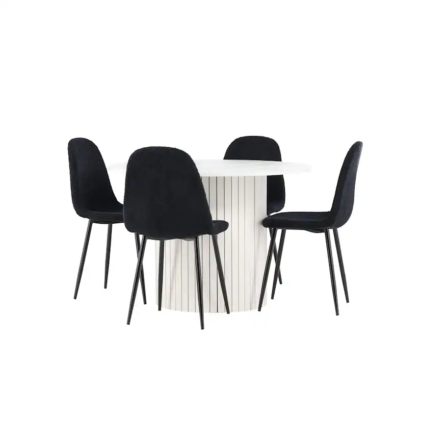 Matgrupp Venture Home Härön Ø110 med 4 st Polar Stolar Teddy