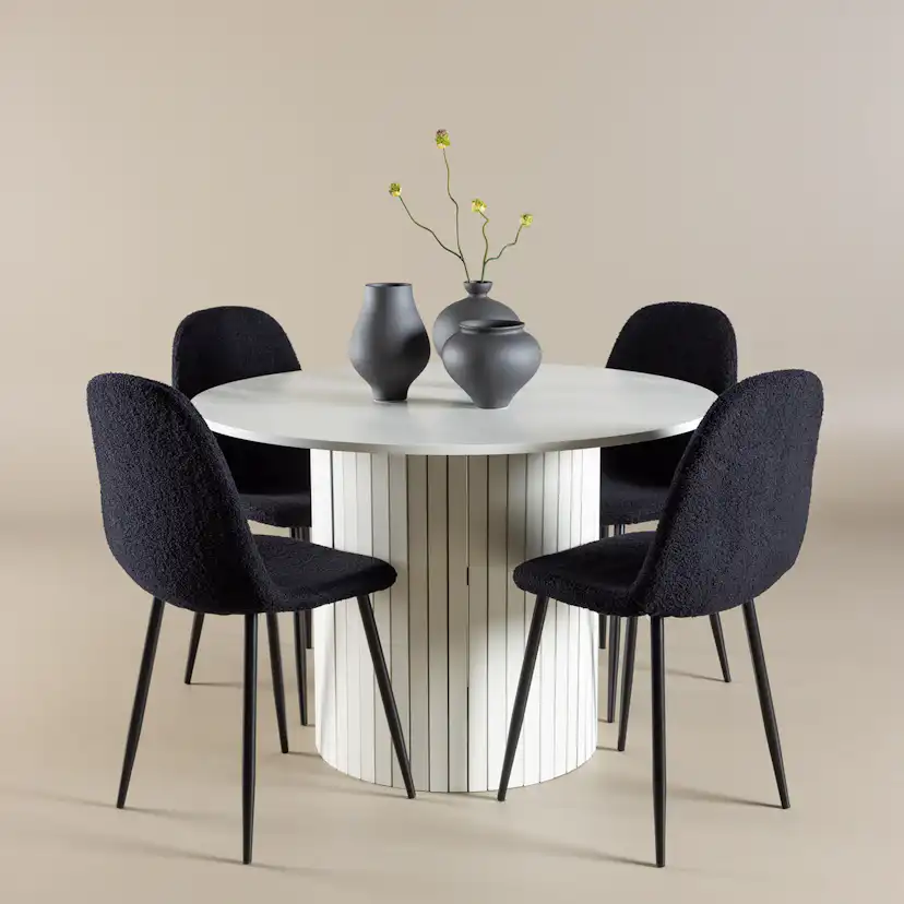 Matgrupp Venture Home Härön Ø110 med 4 st Polar Stolar Teddy