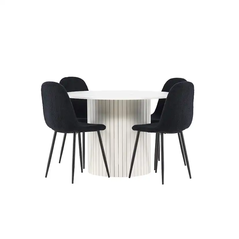 Matgrupp Venture Home Härön Ø110 med 4 st Polar Stolar Teddy