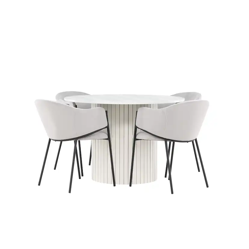 Matgrupp Venture Home Härön Ø110 med 4 st Evelina Stolar