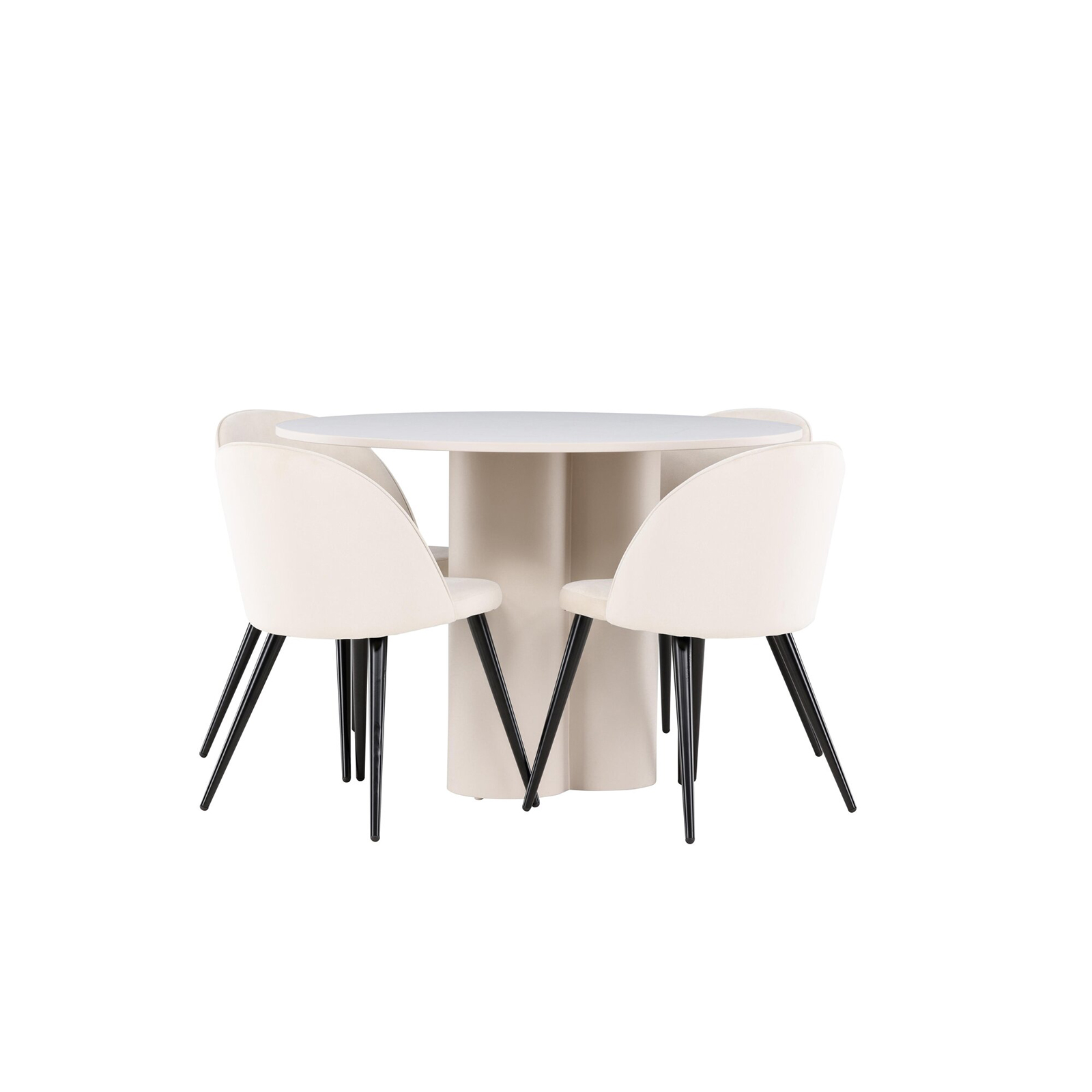 Matgrupp Venture Home Olivia Ø110 med 4 st Velvet Stolar