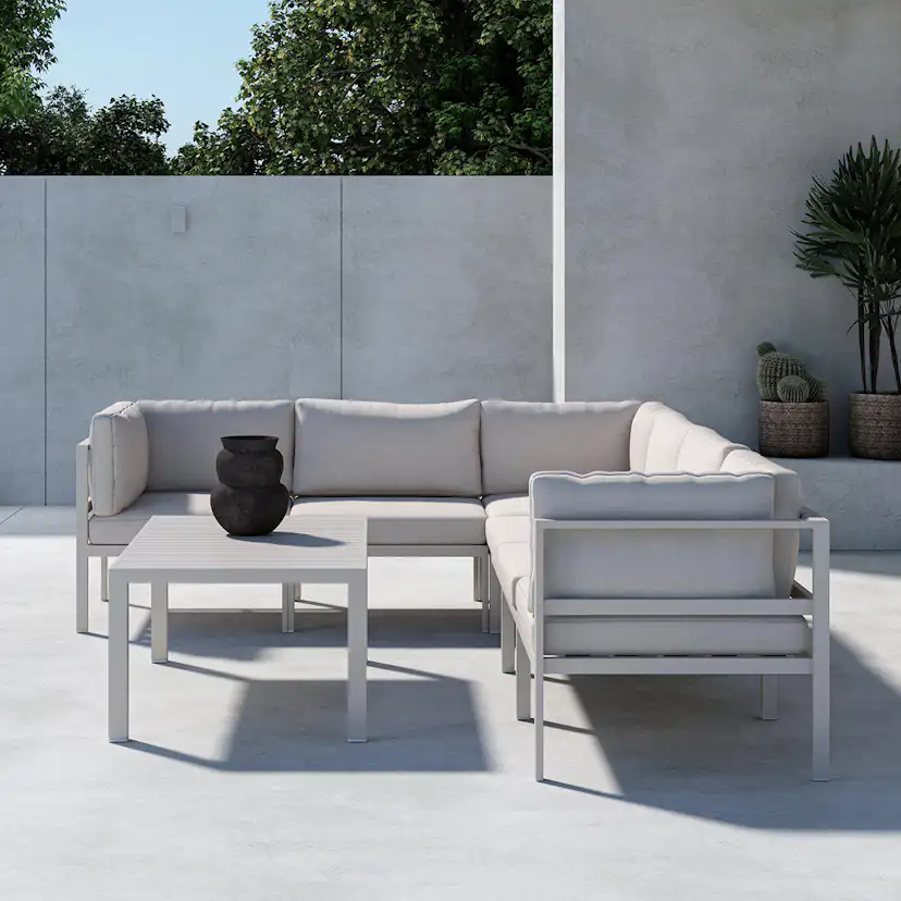 Loungegrupp Venture Home Copacabana Soffbord 45x120x70 med 3+3 Soffmoduler