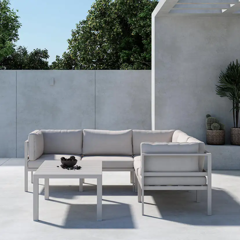 Loungegrupp Venture Home Copacabana Soffbord 45x120x70 med 3+2 Soffmoduler