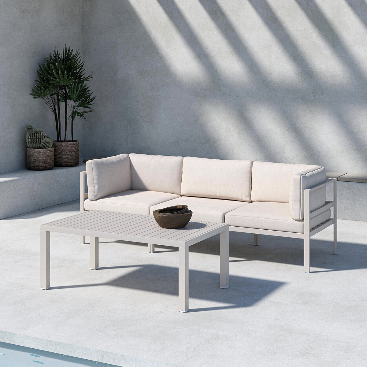 Loungegrupp Venture Home Copacabana Soffbord 45x120x70 med 2+1 Soffmoduler