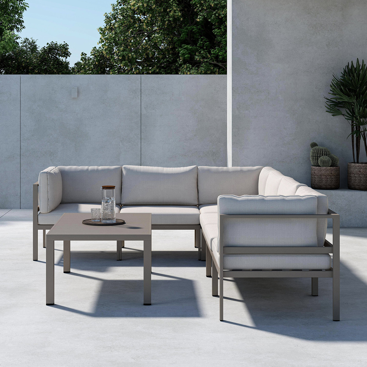 Loungegrupp Venture Home Copacabana Soffbord 45x120x70 med 3+3 Soffmoduler