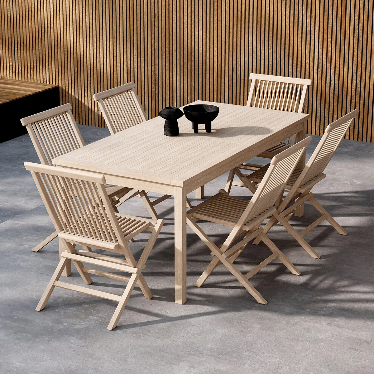 Trädgårdsmatgrupp Venture Home Kenya Rektangulärt Matbord 180x90x75 med 6 st Kenya Trädgårdsstolar