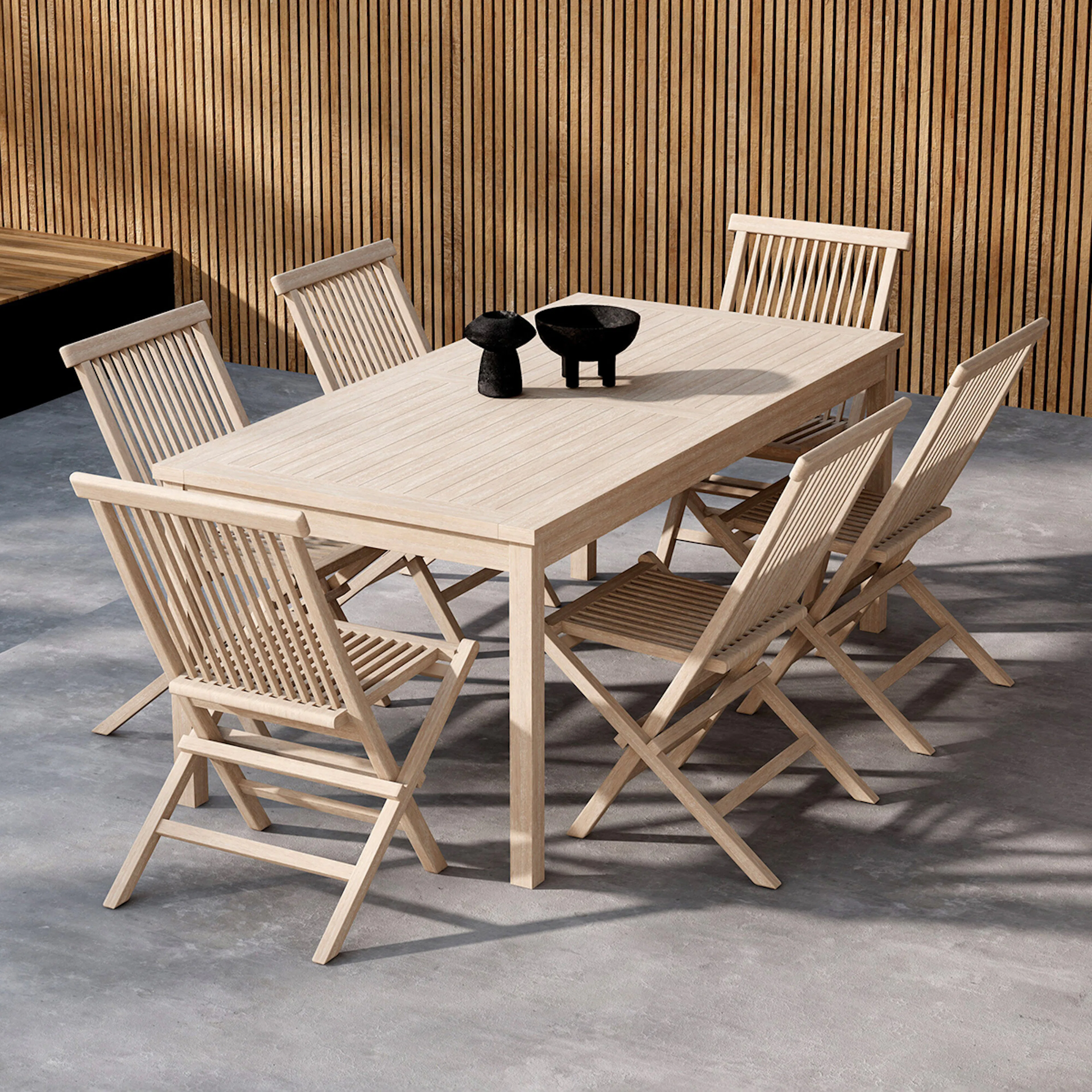 Trädgårdsmatgrupp Venture Home Kenya Rektangulärt Matbord 180x90x75 med 6 st Kenya Trädgårdsstolar