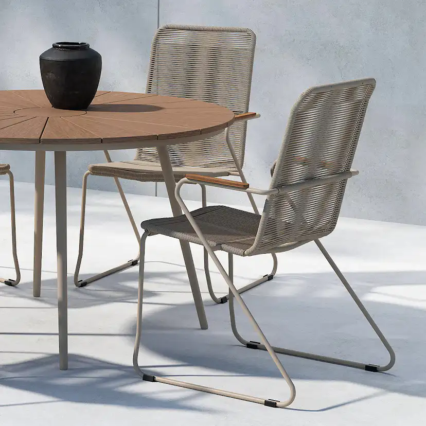 Trädgårdsmatgrupp Venture Home San Vito Matbord Beige med 4 st Bois Trädgårdsstolar Beige