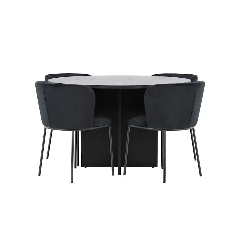 Matgrupp Venture Home Strada Ø120 cm med 4st Edina Matstolar