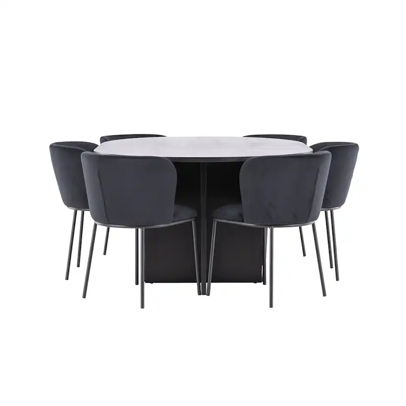 Matgrupp Venture Home Strada Ø120 cm med 6st Edina Matstolar