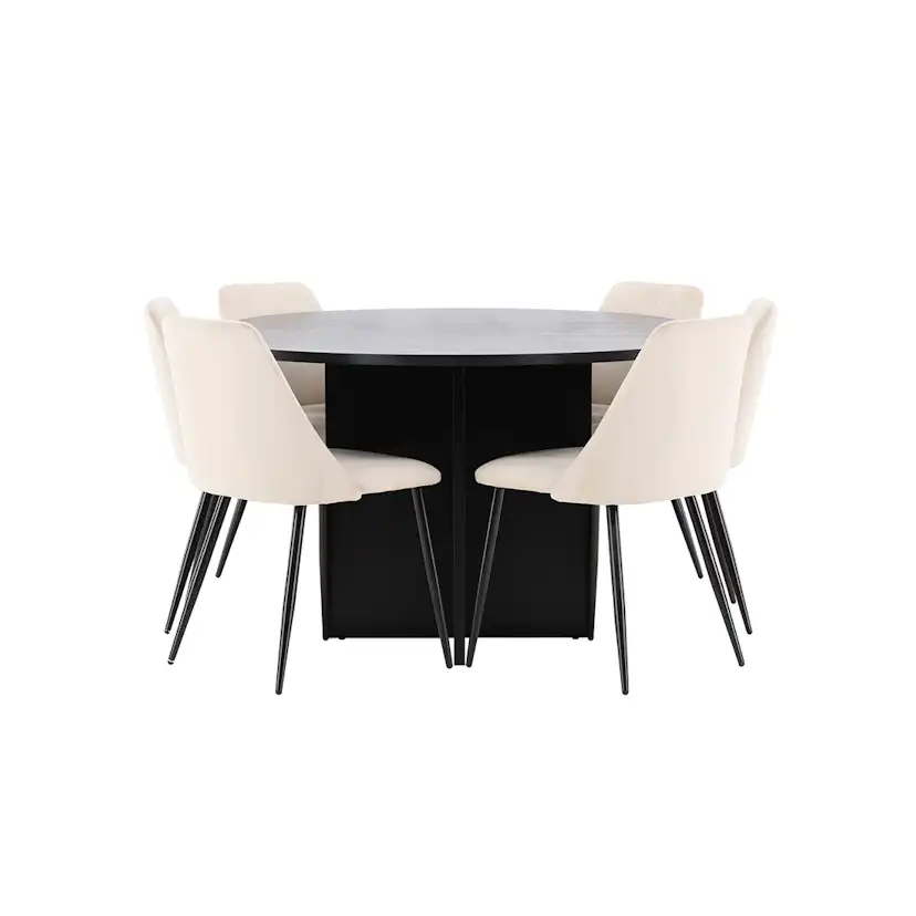 Matgrupp Venture Home Strada Ø120 cm med 6st Night Matstolar