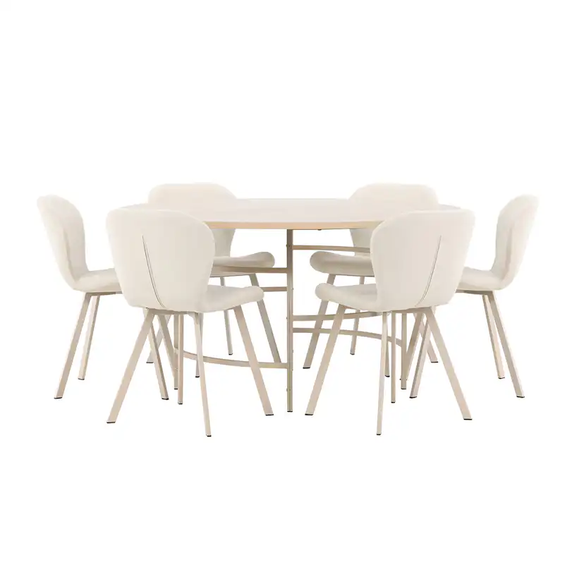 Matgrupp Venture Home Copenhagen Ø140 cm med 6st Lilja Matstolar