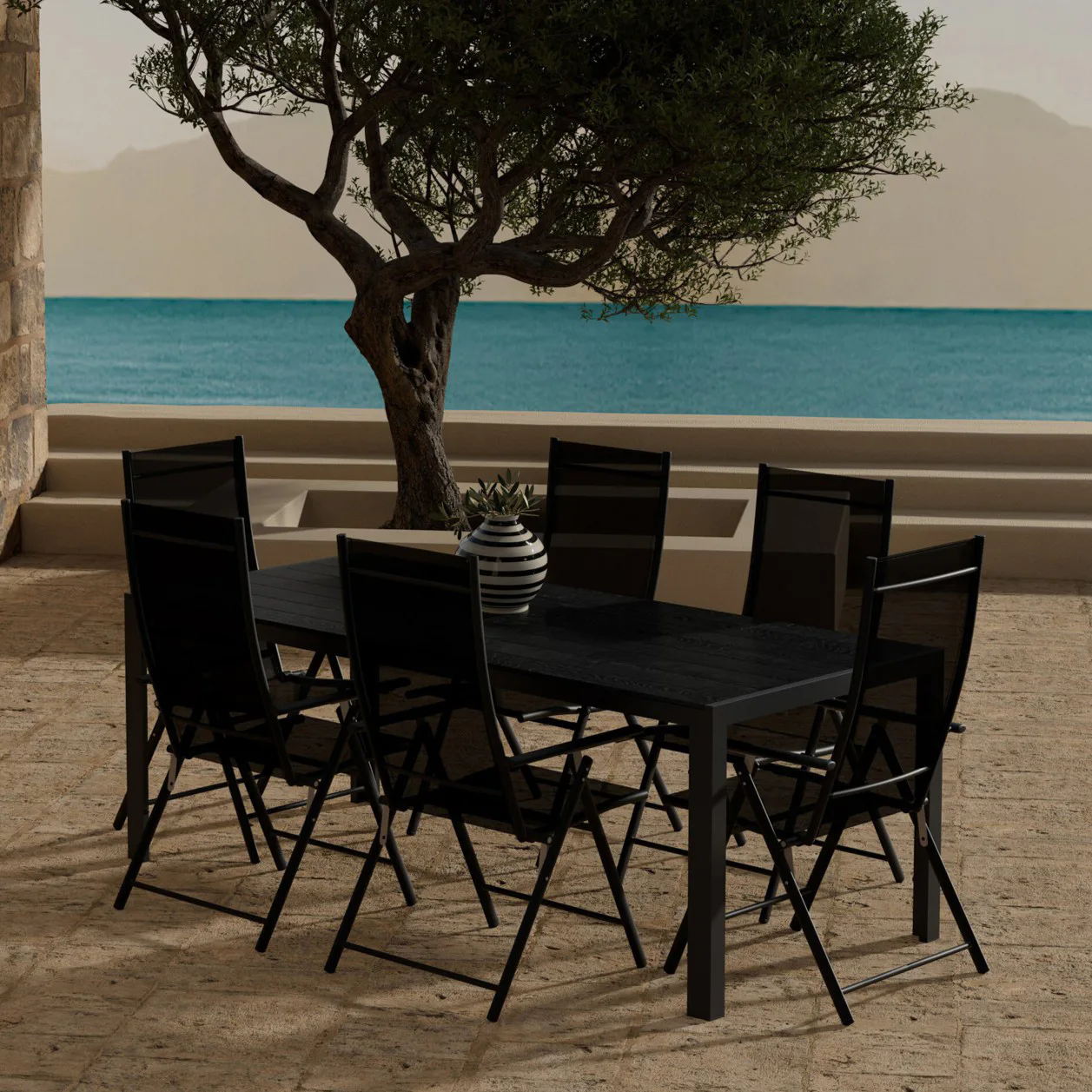 Matgrupp Utomhus Venture Home Break 90x205 cm med 6 st Levanzo Trädgårdsstolar