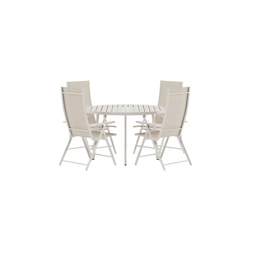 Matgrupp Utomhus Venture Home Giardini Ø120 cm med 4 st Levanzo Trädgårdsstolar