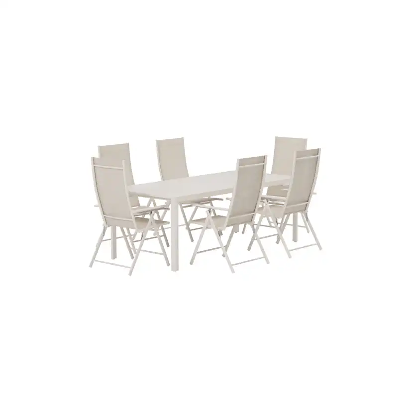 Matgrupp Utomhus Venture Home Giardini 90x200 cm med 6 st Levanzo Trädgårdsstolar
