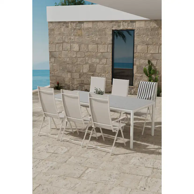 Matgrupp Utomhus Venture Home Lino 100x220 cm med 6 st Levanzo Trädgårdsstolar